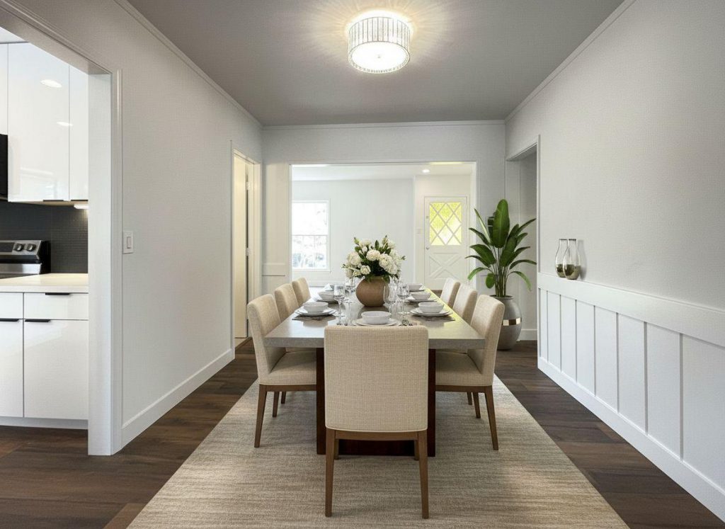 Staged dining room